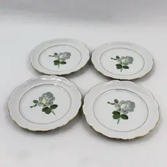Set of 4 Johann Haviland Bavaria White Rose Salad Plates 7.5"