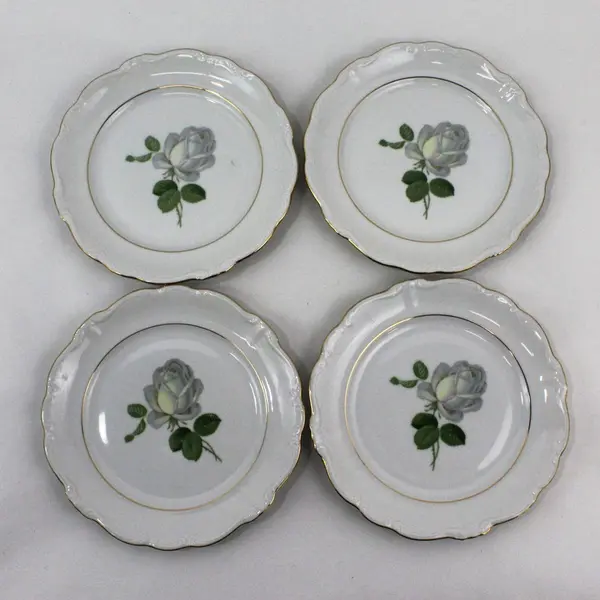 Set of 4 Johann Haviland Bavaria White Rose Salad Plates 7.5"
