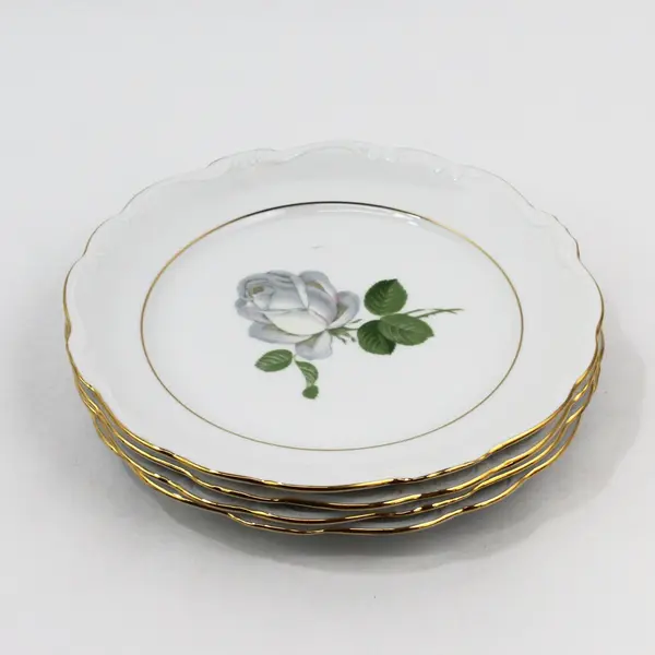 Set of 4 Johann Haviland Bavaria White Rose Salad Plates 7.5"