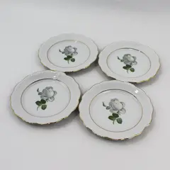 SET OF 4 Johann Haviland Bavaria White Rose Bread & Butter Plates 