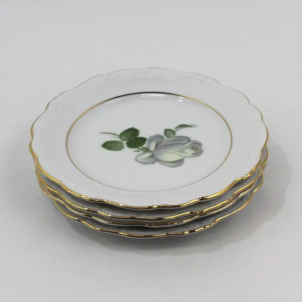 SET OF 4 Johann Haviland Bavaria White Rose Bread & Butter Plates 