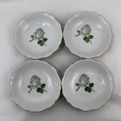 4 Vintage Johann Haviland White Rose Soup Cereal Bowls 7.5in