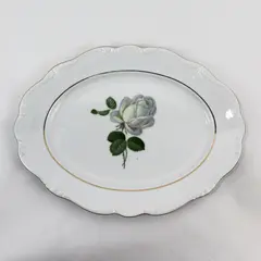 Vintage Johann Haviland Bavaria White Rose Porcelain Oval Platter 13in
