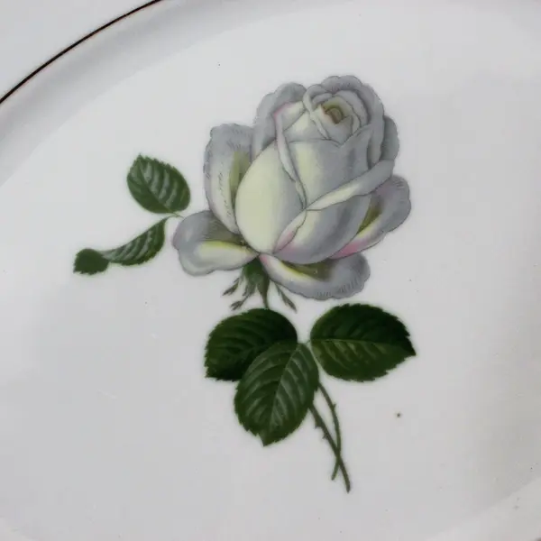 Vintage Johann Haviland Bavaria White Rose Porcelain Oval Platter 13in