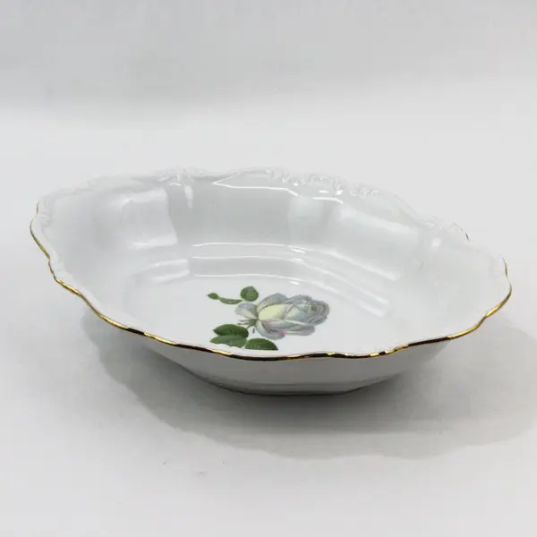 Vintage Haviland Bavaria White Rose Oval Vegetable Bowl 11"