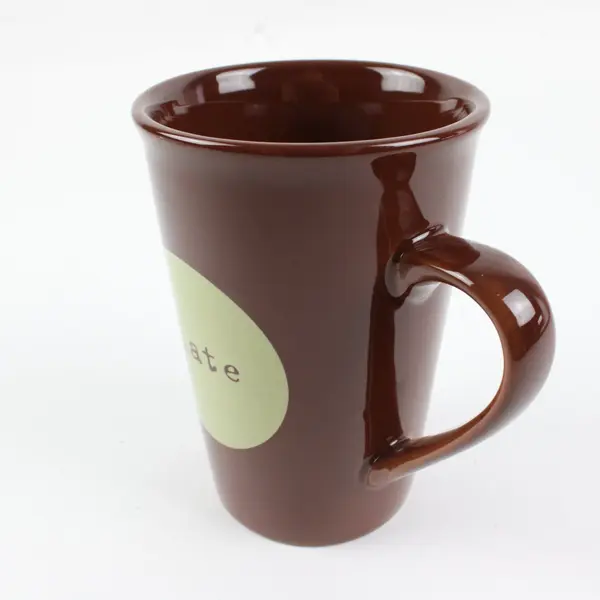 Shonfeld's Chocolate Mug Dark Brown Tan 4.75in Rounded Handle