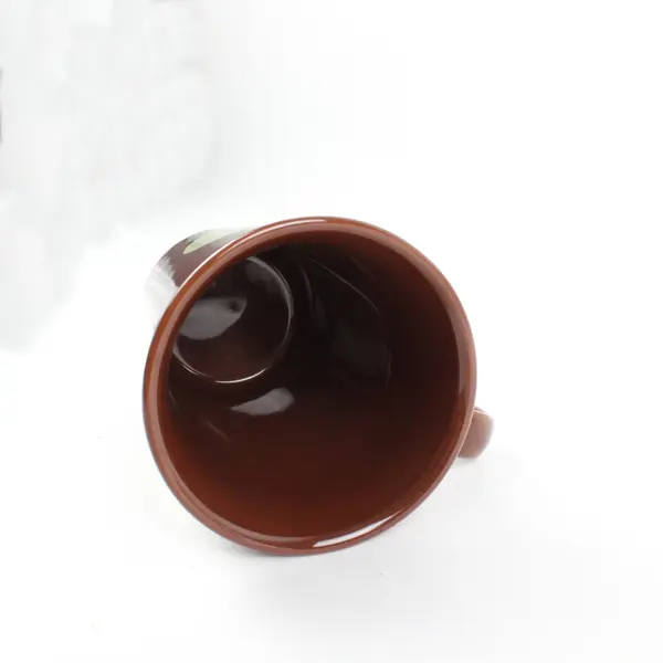 Shonfeld's Chocolate Mug Dark Brown Tan 4.75in Rounded Handle