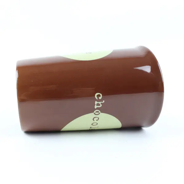 Shonfeld's Chocolate Mug Dark Brown Tan 4.75in Rounded Handle