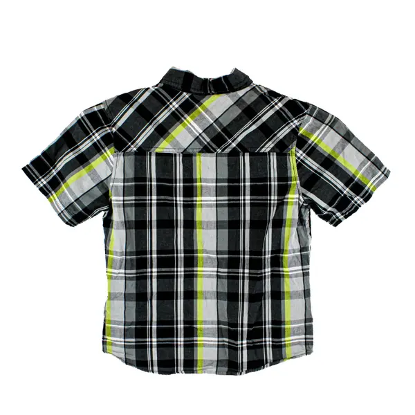 Dickies Boys Medium Size 8 Gray Yellow Plaid Short Sleeve Shirt