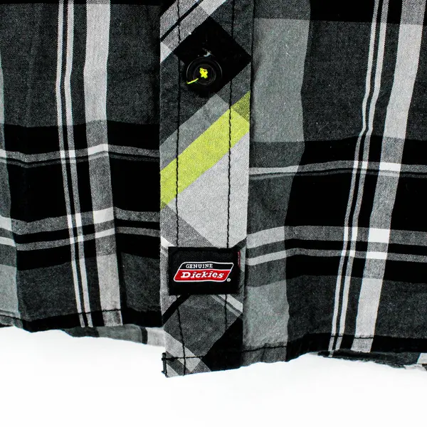 Dickies Boys Medium Size 8 Gray Yellow Plaid Short Sleeve Shirt