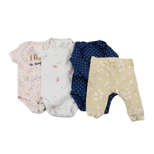 Lot of 4 Baby Girls 3M Mixed Brand Carter's Chick Pea Okie Dokie One-Piece/Pants