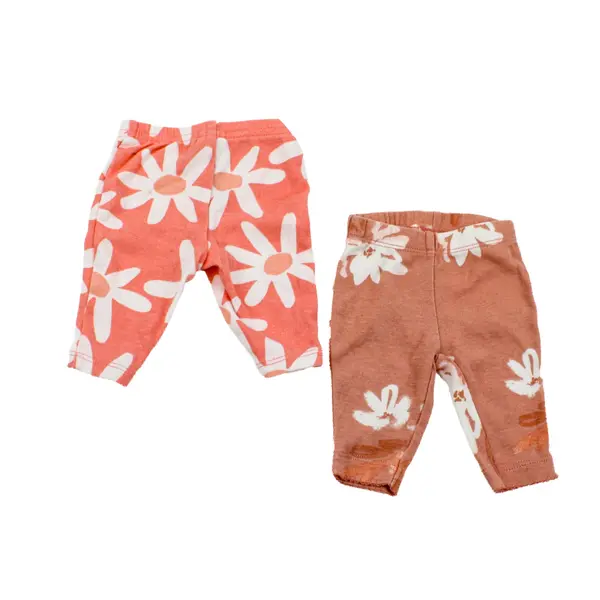 Carter's Lot of 2 Newborn Baby Girl Pants Coral Orange Floral