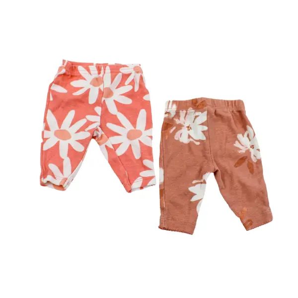 Carter's Lot of 2 Newborn Baby Girl Pants Coral Orange Floral