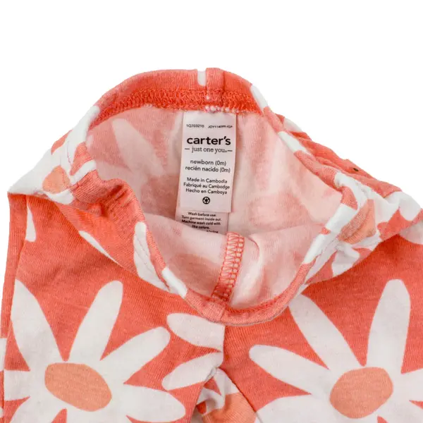 Carter's Lot of 2 Newborn Baby Girl Pants Coral Orange Floral
