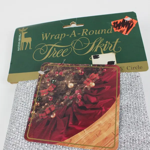 Santa's Best Wrap-Around Christmas Tree Skirt 45" Silver Sparkle