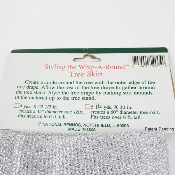 Santa's Best Wrap-Around Christmas Tree Skirt 45" Silver Sparkle