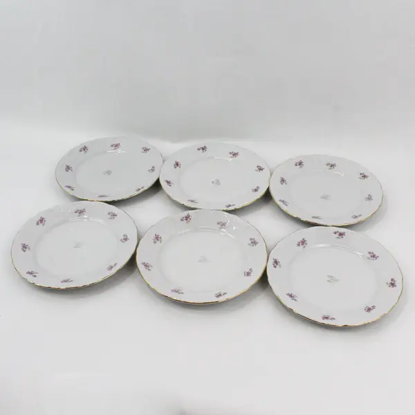 6 VTG Winterling Remembrance Violets Salad Plates  Bavaria 7.5"