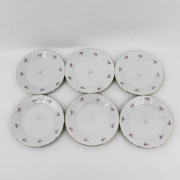 6 VTG Winterling Remembrance Violets Salad Plates  Bavaria 7.5"