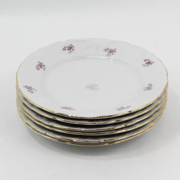 6 VTG Winterling Remembrance Violets Salad Plates  Bavaria 7.5"