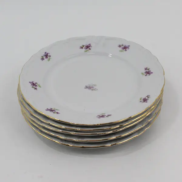 5 VTG Winterling Remembrance Violets Salad Plates  Bavaria 7.5"