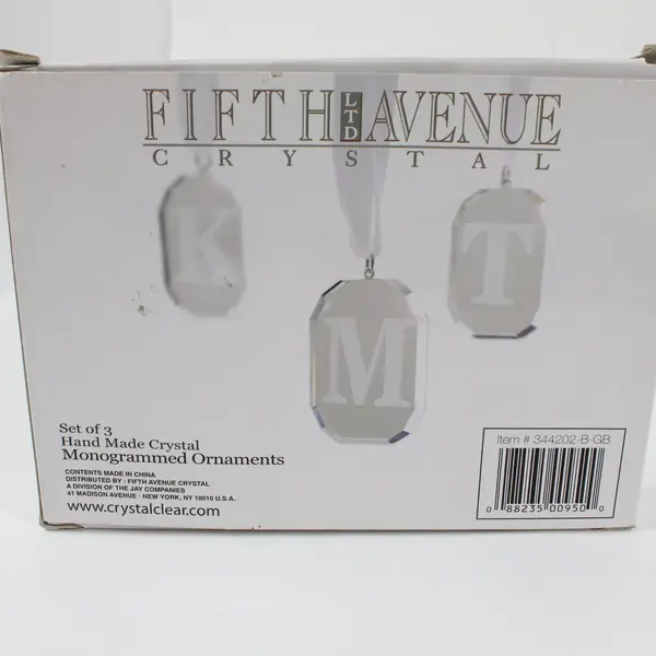 Fifth Avenue LTD Handmade Crystal Monogrammed T Ornaments Set of 3
