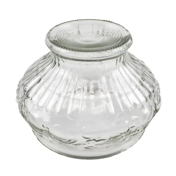 Jeannette Glass Fruit Pattern Embossed Punch Bowl Raised Pedestal