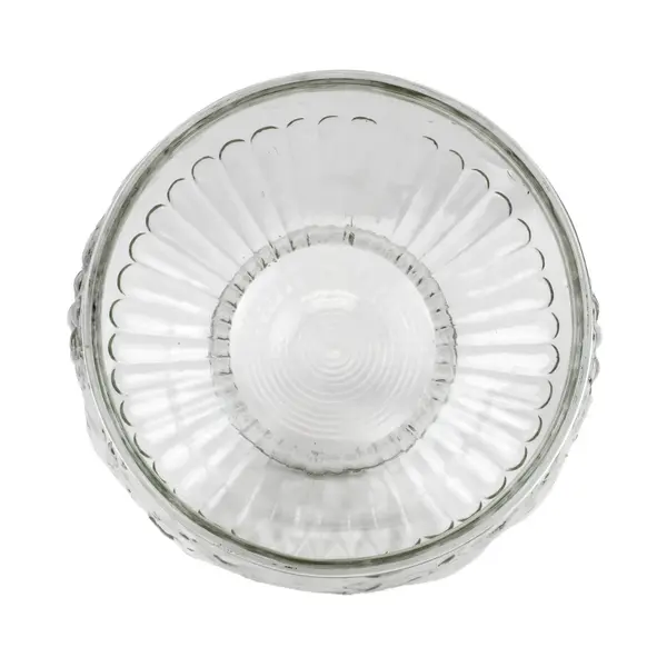 Jeannette Glass Fruit Pattern Embossed Punch Bowl Raised Pedestal