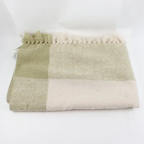Tajik Home Green Cream Oden Boucle Knit Throw Blanket 52x64 NWT