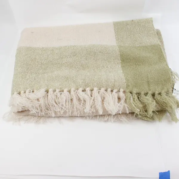 Tajik Home Green Cream Oden Boucle Knit Throw Blanket 52x64 NWT