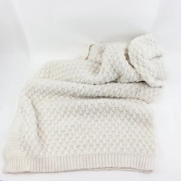 Pottery Barn Off White Knit Throw Blanket 50 x 60 Inch