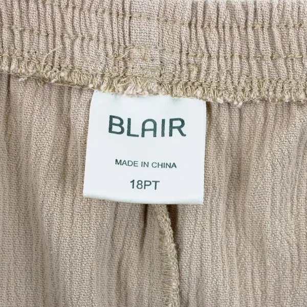 Blair Women's Beige Pull-On Tapered Pants 18 Petite 55% Cotton 45% Polyester