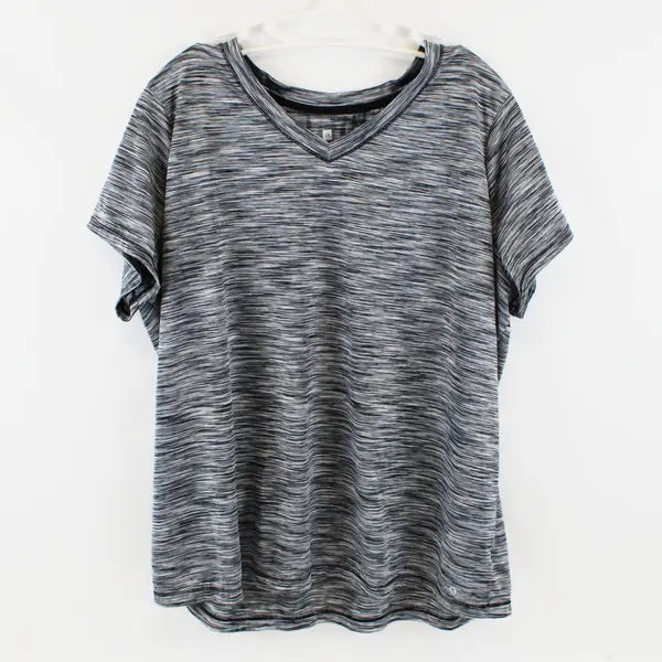 Xersion Women's 2X Black Gray V-Neck Activewear T-Shirt
