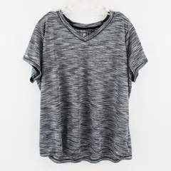 Xersion Women's 2X Black Gray V-Neck Activewear T-Shirt