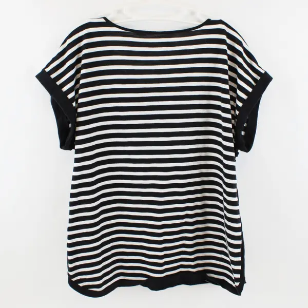 Lot of 2 Women's Large Striped Short Sleeve T-Shirts Red Black