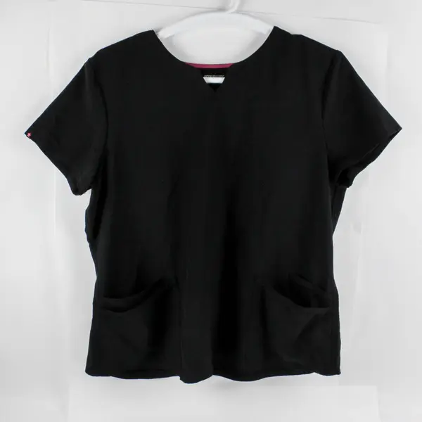 Lot of 2 Scrubstar Women's XL Black Scrub Tops Pink Trim