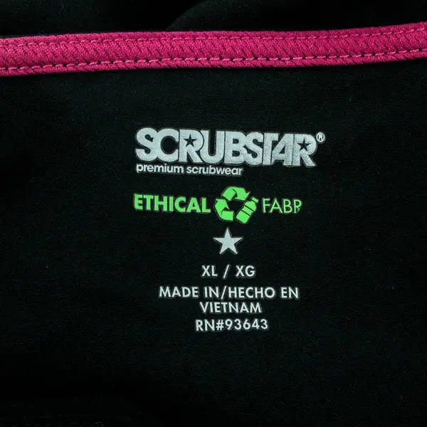 Lot of 2 Scrubstar Women's XL Black Scrub Tops Pink Trim