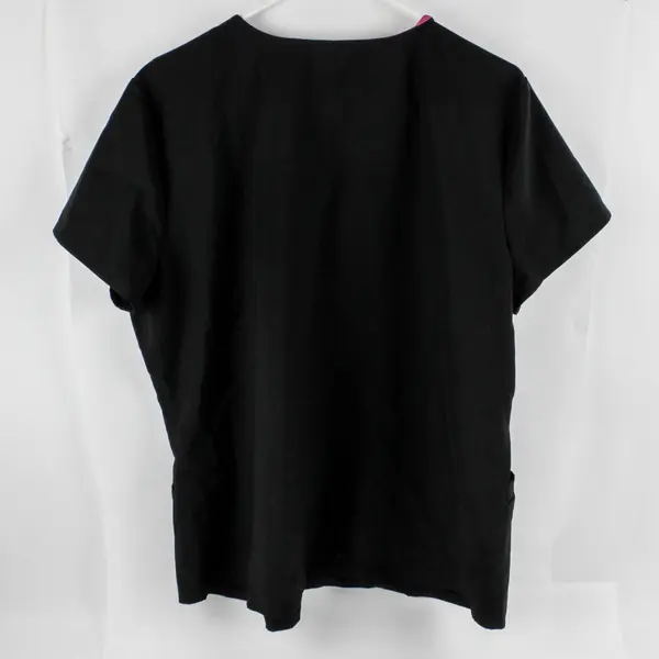 Lot of 2 Scrubstar Women's XL Black Scrub Tops Pink Trim