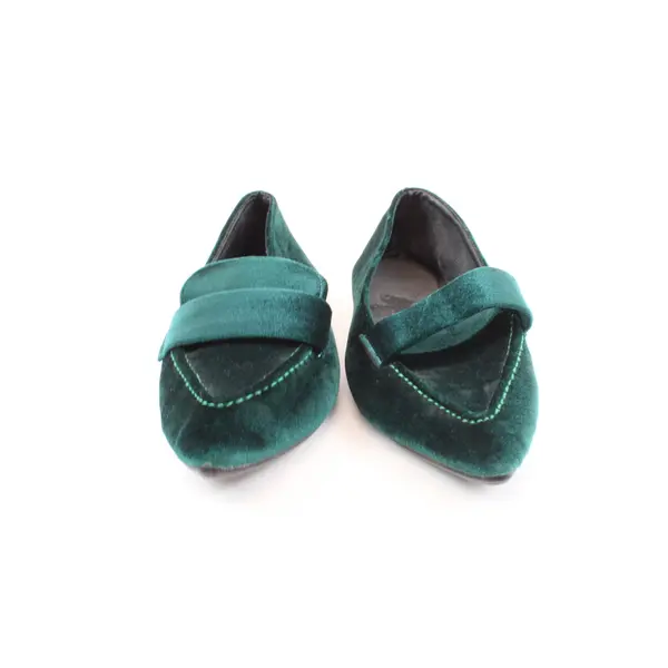 Fashion Women Slip On Flats Soft Pointed Toe Loafers Green Velvet Sz 9-9.5 US