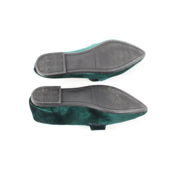 Fashion Women Slip On Flats Soft Pointed Toe Loafers Green Velvet Sz 9-9.5 US