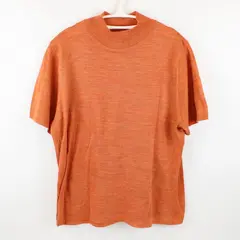 United States Sweaters Womens 1X Orange Red Short Sleeve Knit Mock Neck Pullover