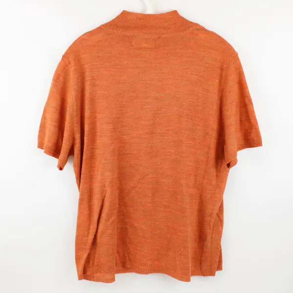 United States Sweaters Womens 1X Orange Red Short Sleeve Knit Mock Neck Pullover