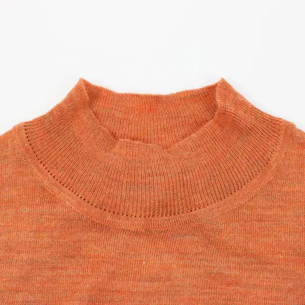 United States Sweaters Womens 1X Orange Red Short Sleeve Knit Mock Neck Pullover