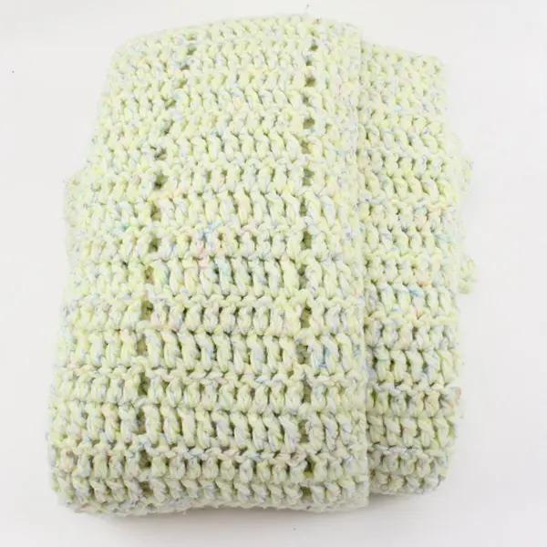Handmade Crocheted Throw Blanket Pastel Yellow Pink Blue 54x74