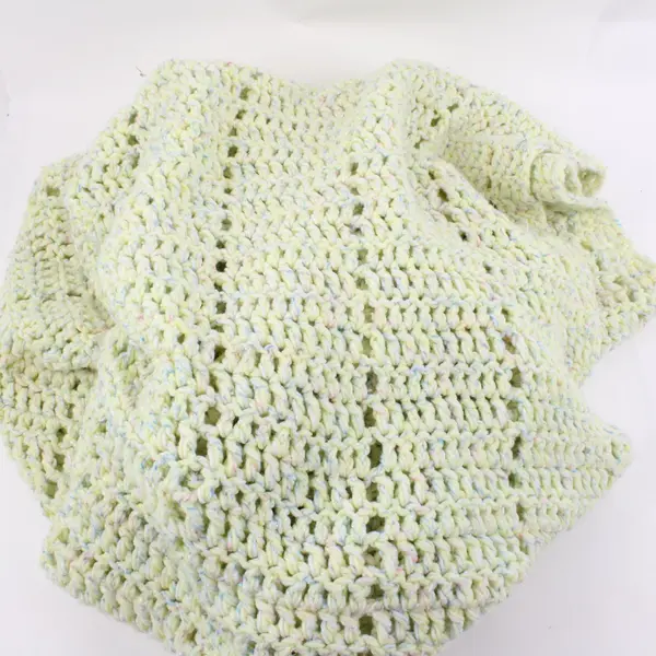 Handmade Crocheted Throw Blanket Pastel Yellow Pink Blue 54x74