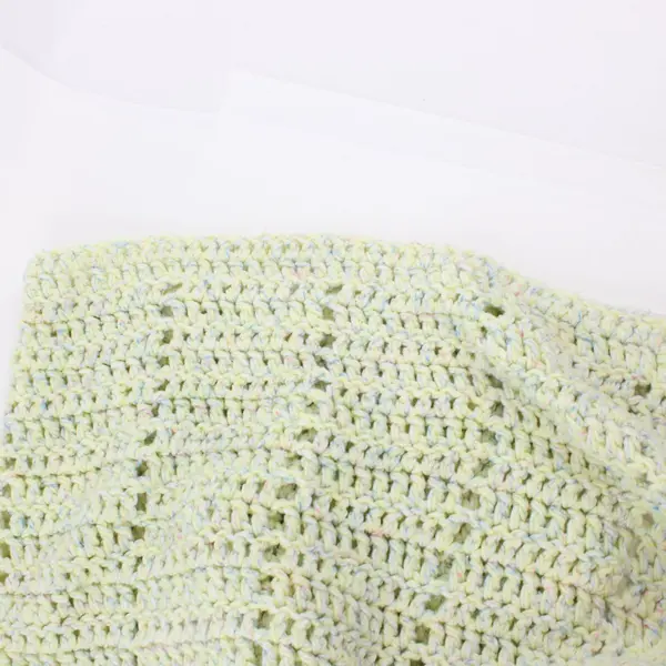 Handmade Crocheted Throw Blanket Pastel Yellow Pink Blue 54x74