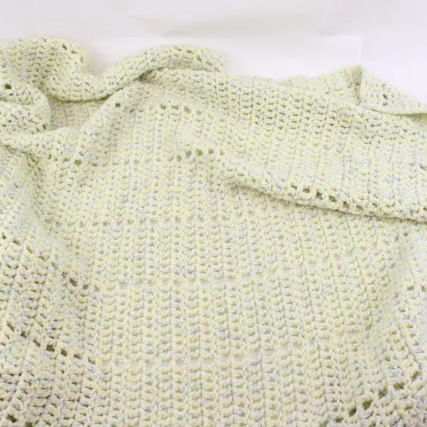 Handmade Crocheted Throw Blanket Pastel Yellow Pink Blue 54x74