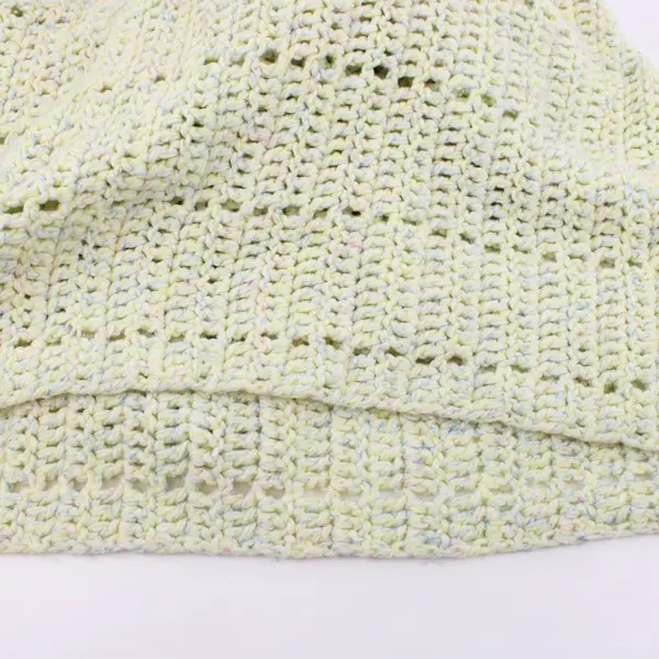 Handmade Crocheted Throw Blanket Pastel Yellow Pink Blue 54x74