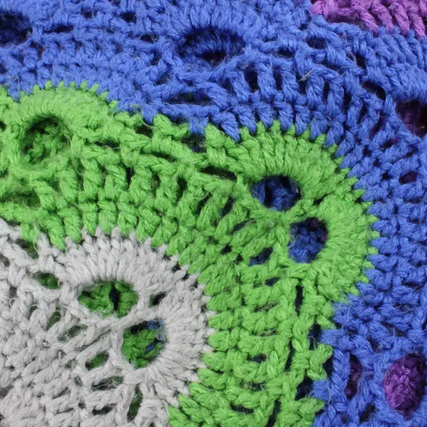 Handmade Crochet Multicolor Openwork Scalloped Edge Throw Blanket 72x75