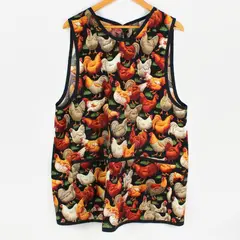 Handmade Chicken Print Apron Button Closure One Size Cooking Baking