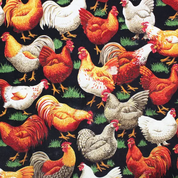 Handmade Chicken Print Apron Button Closure One Size Cooking Baking